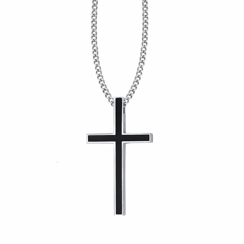 bracelet cuir tressé croix noire