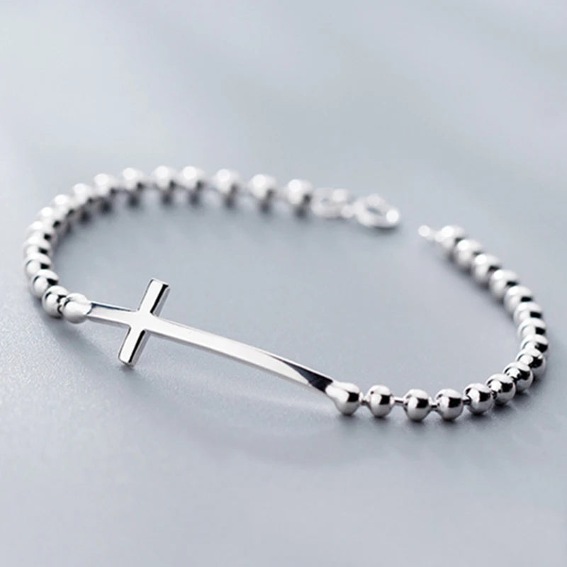 bracelet croix en argent