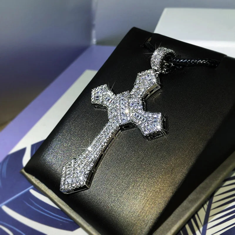 pendentif or blanc croix