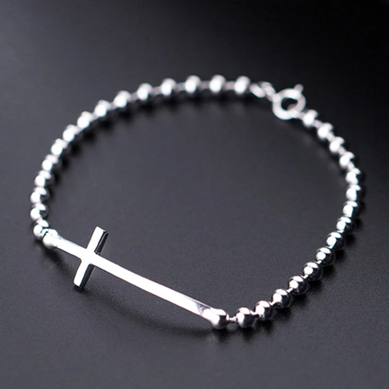 bracelet croix en argent