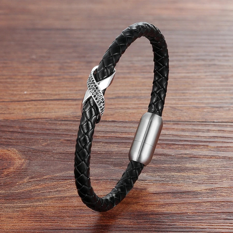 bracelet croix infini acier inoxydable
