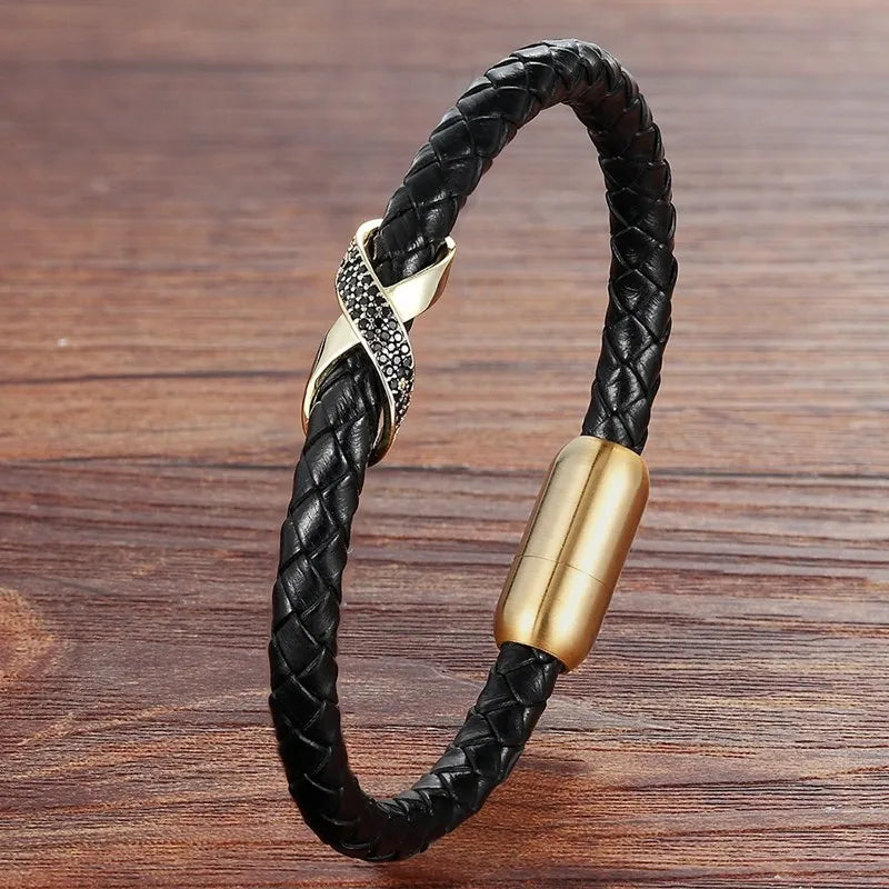 bracelet croix infini acier inoxydable