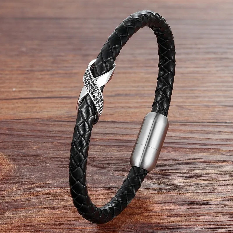 bracelet croix infini acier inoxydable