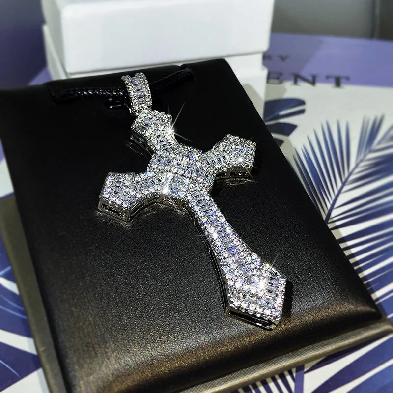 pendentif or blanc croix