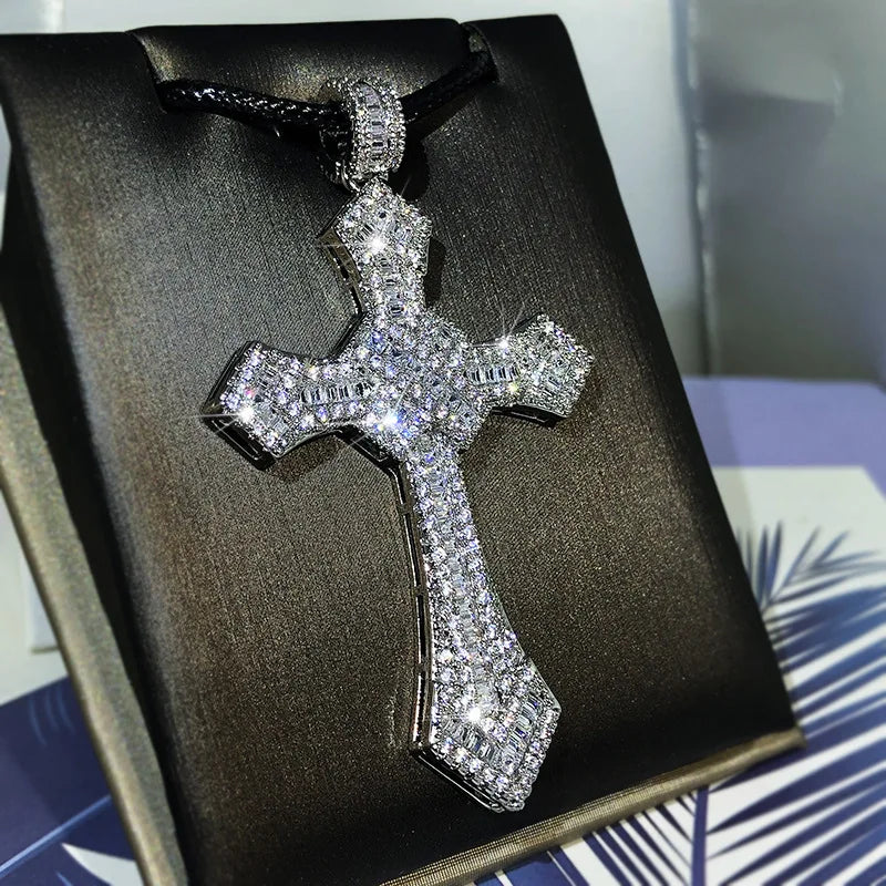 pendentif or blanc croix