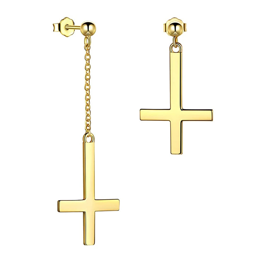 boucle oreille croix inversée