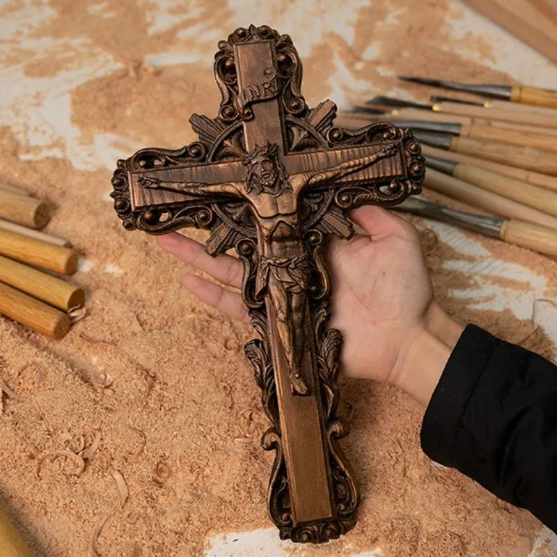 Crucifix bois mural