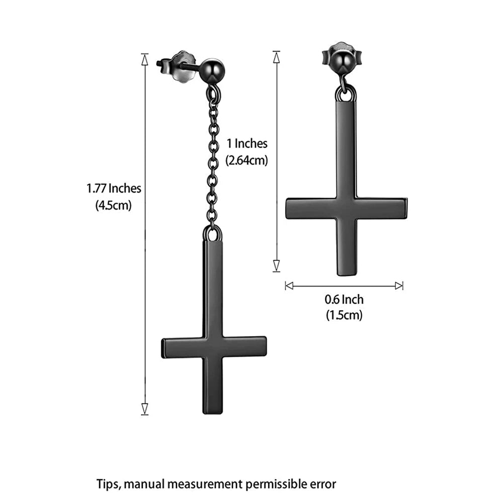 boucle oreille croix inversée