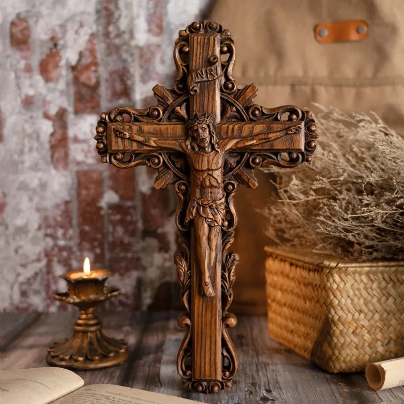 Crucifix bois mural