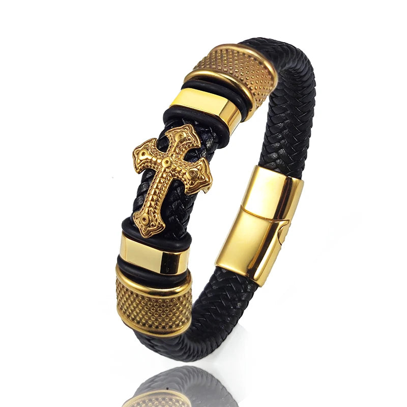 bracelet cuir croix