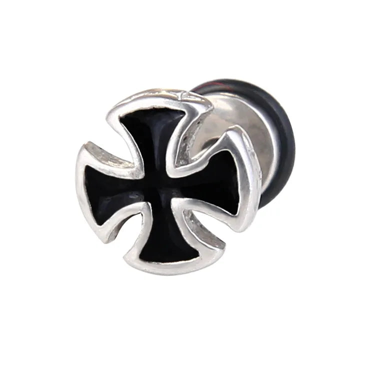 Boucle oreille croix de malte