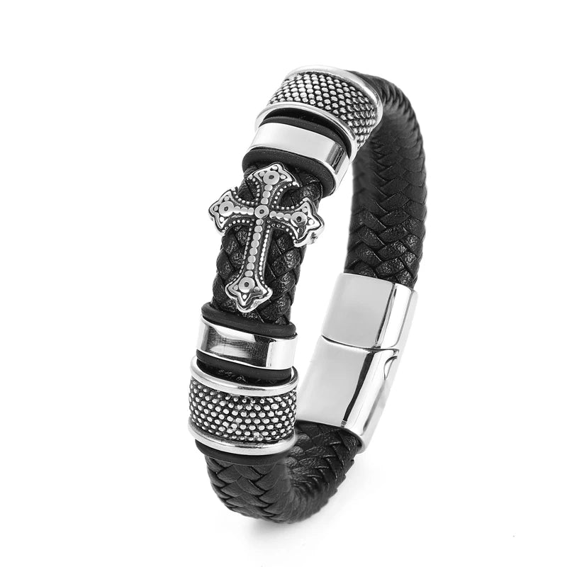bracelet cuir croix