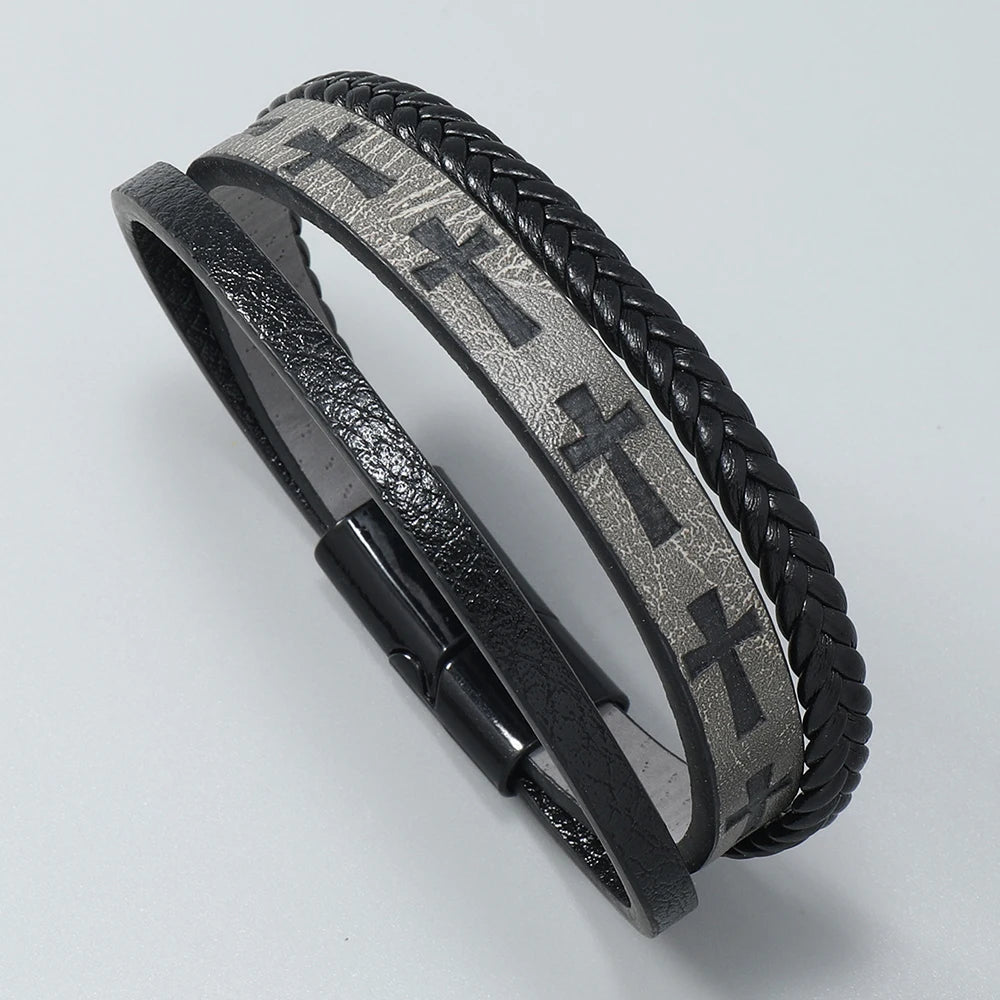 Bracelet cuir croix