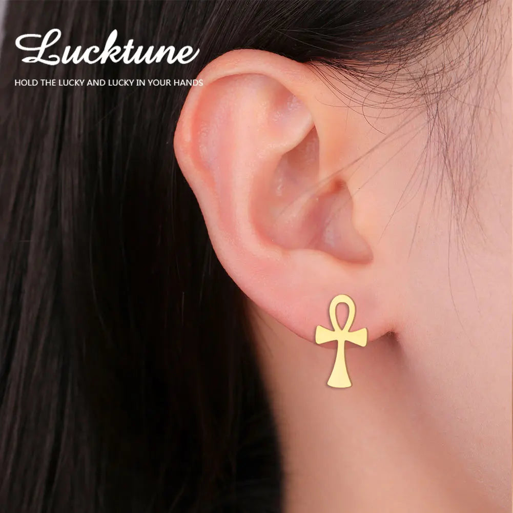 boucle d'oreille croix ankh