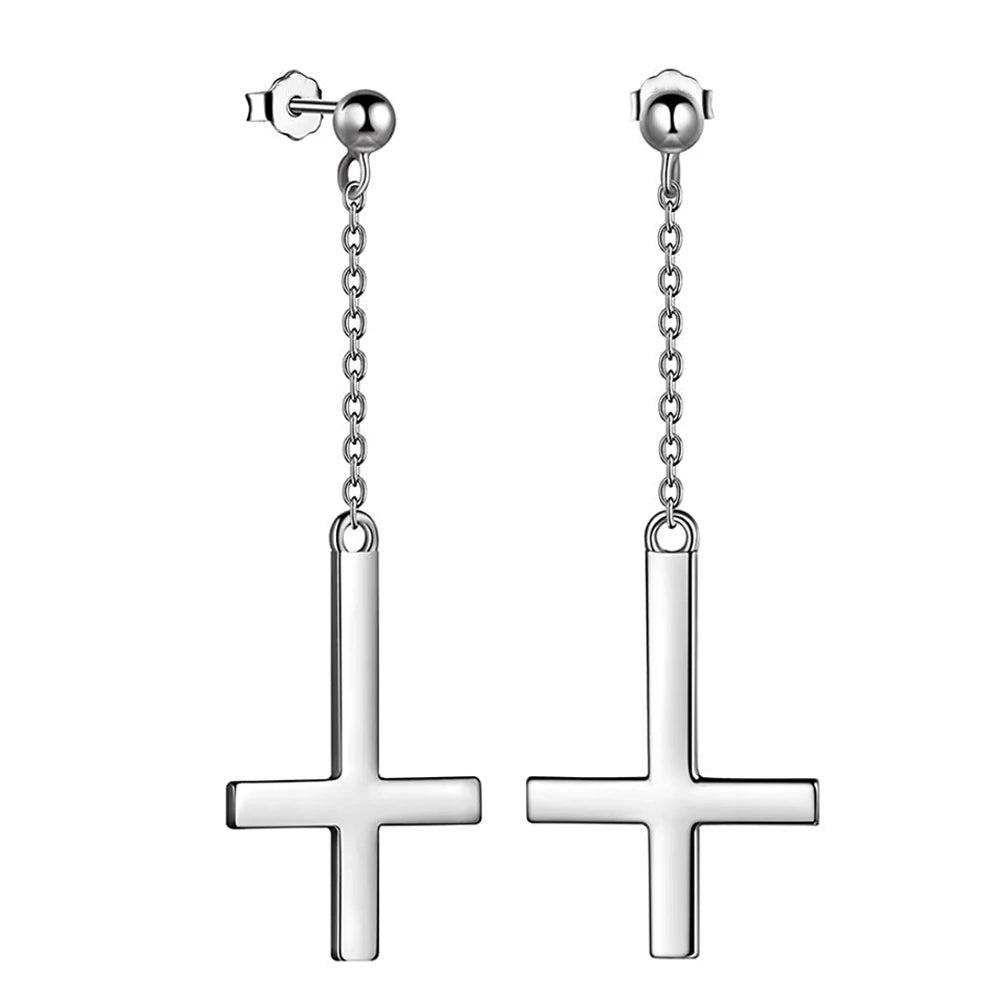 boucle oreille croix inversée
