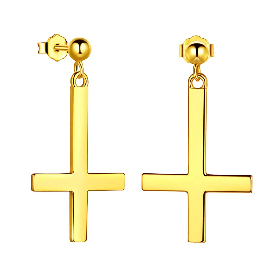 boucle oreille croix inversée