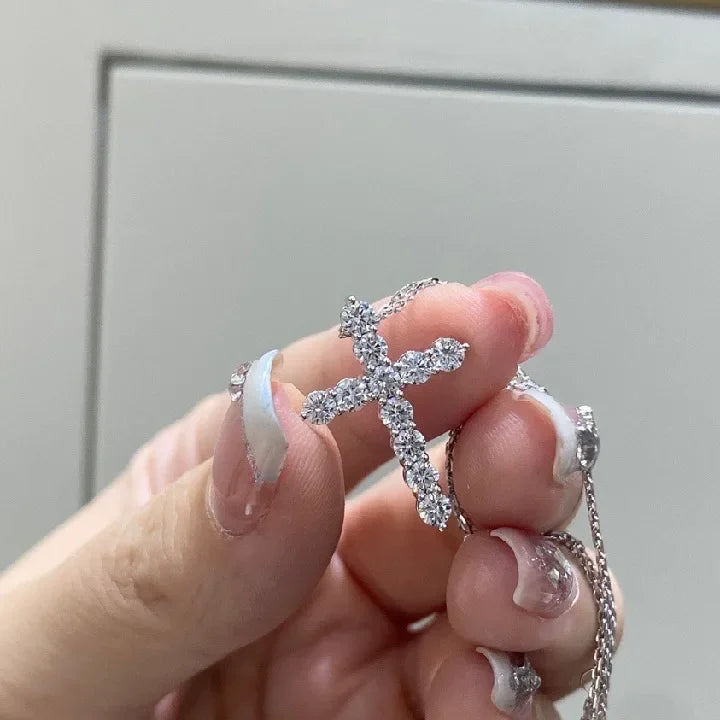 croix or blanc 18 carats diamants