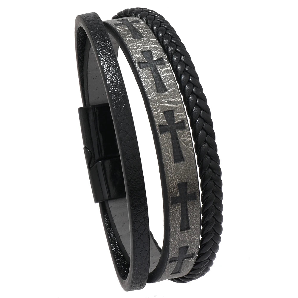 Bracelet cuir croix