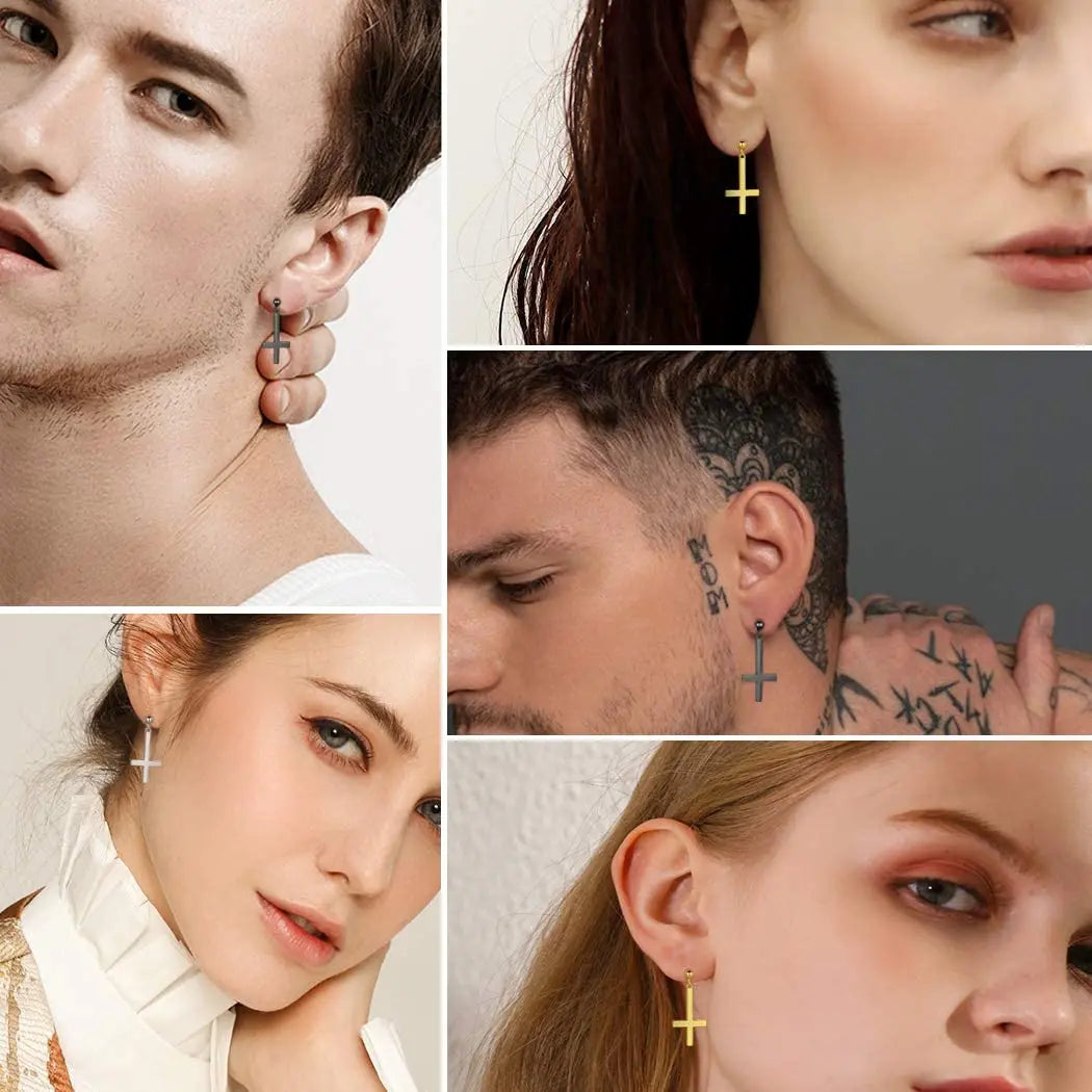 boucle oreille croix inversée