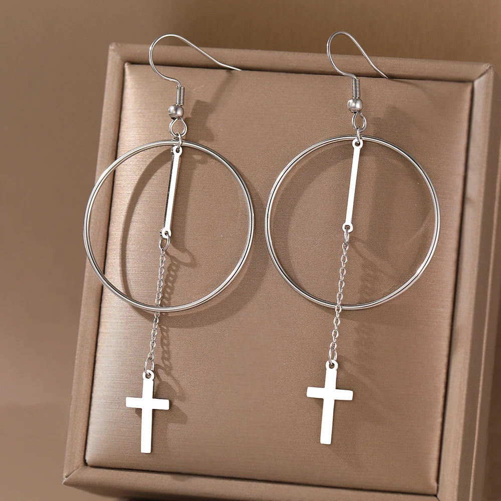 Boucle oreille créole croix