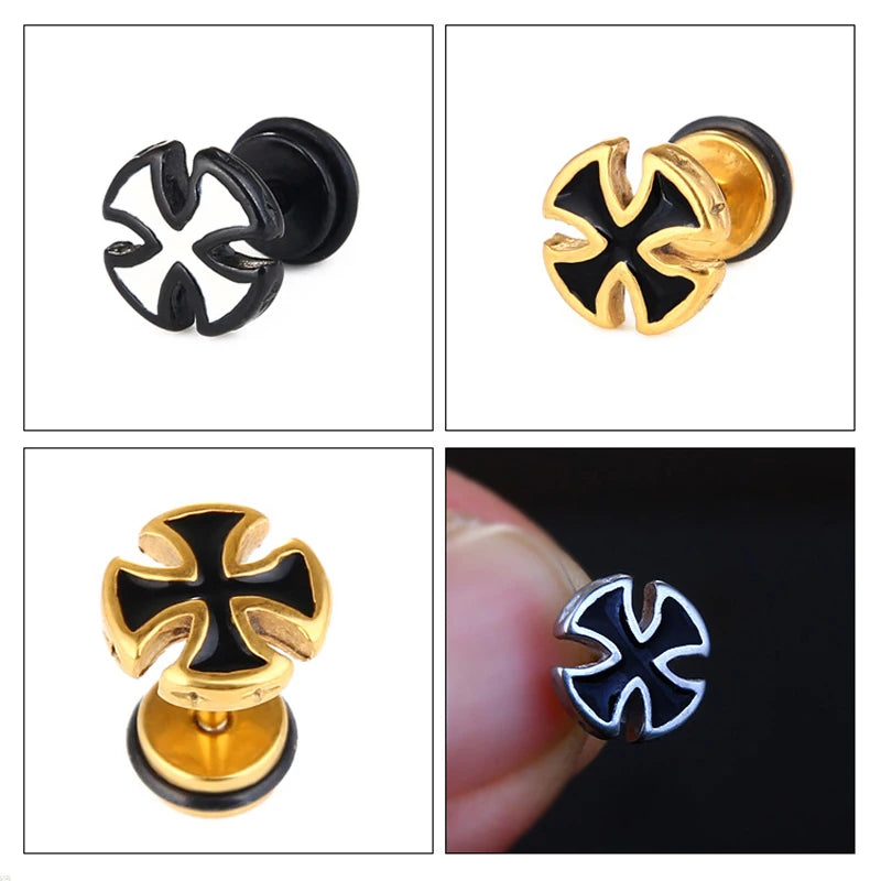 Boucle oreille croix de malte