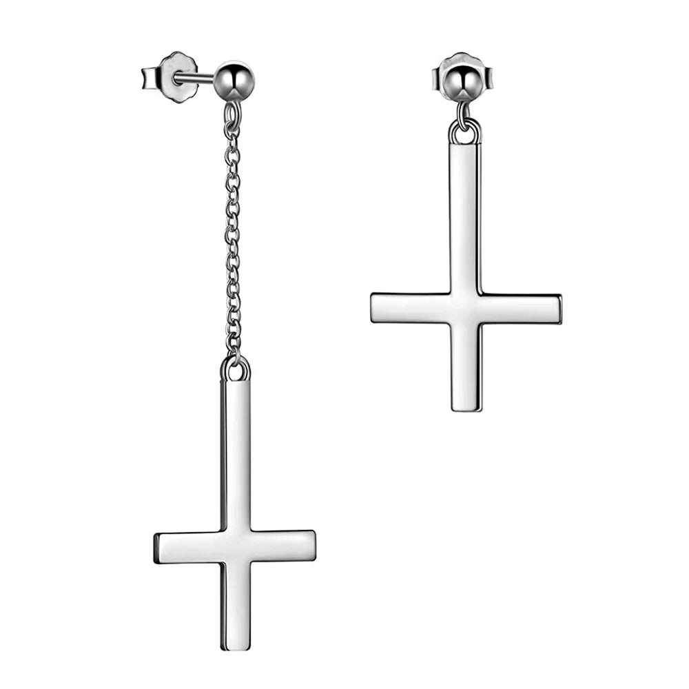 boucle oreille croix inversée