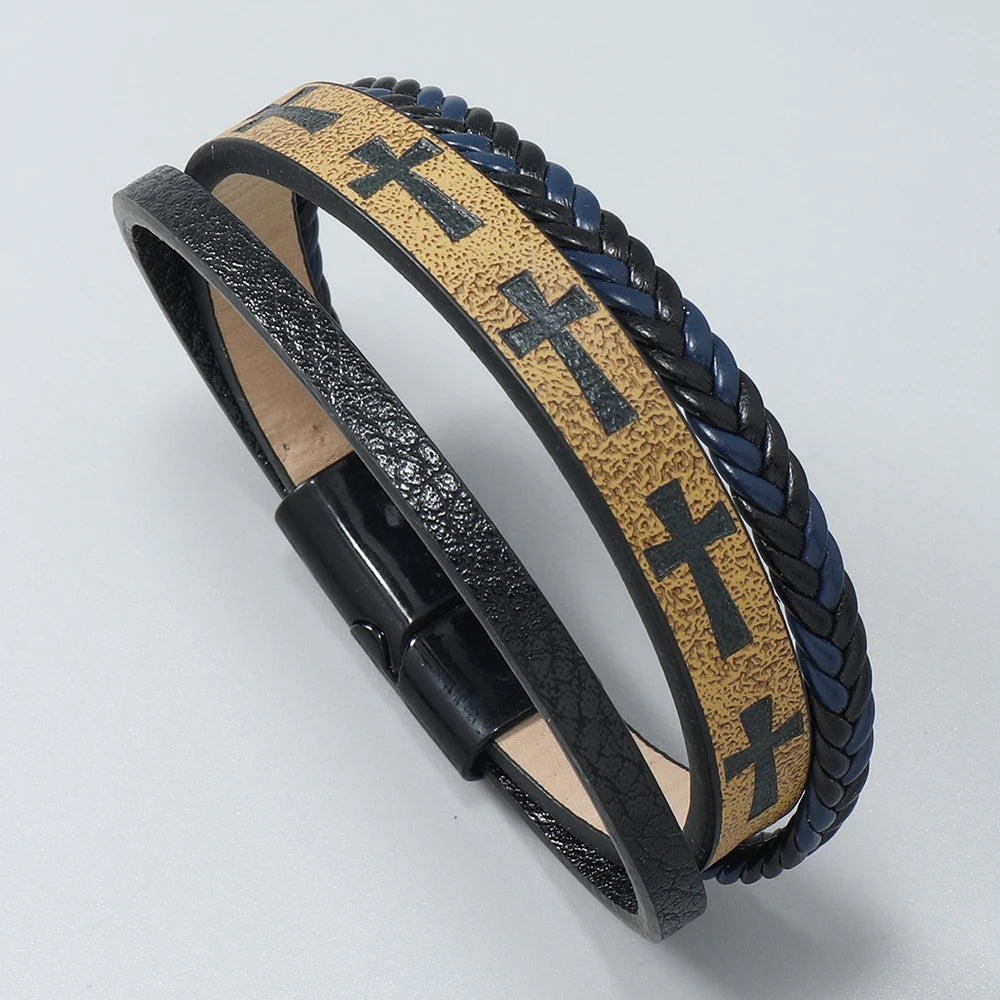 Bracelet cuir croix