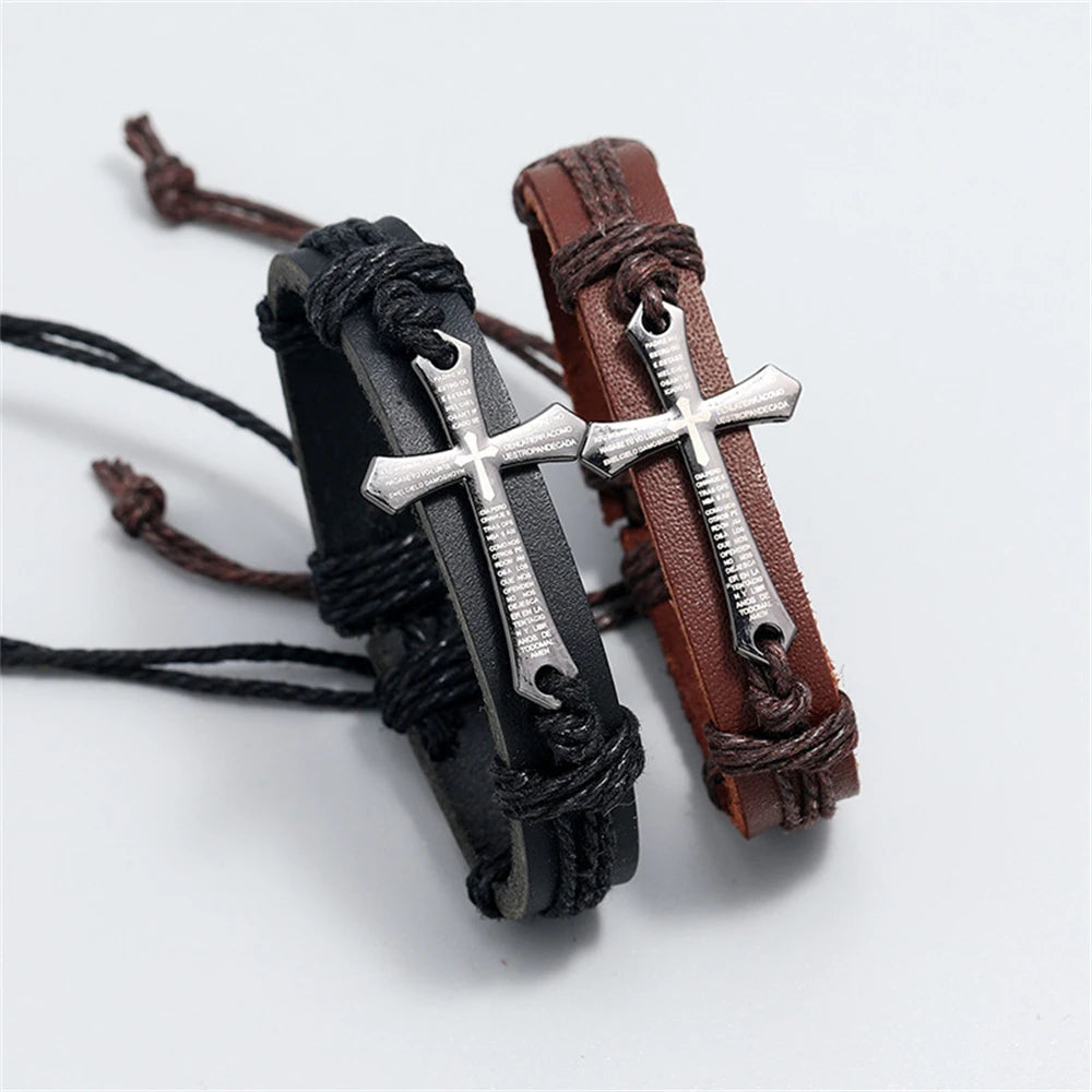 bracelet cuir croix