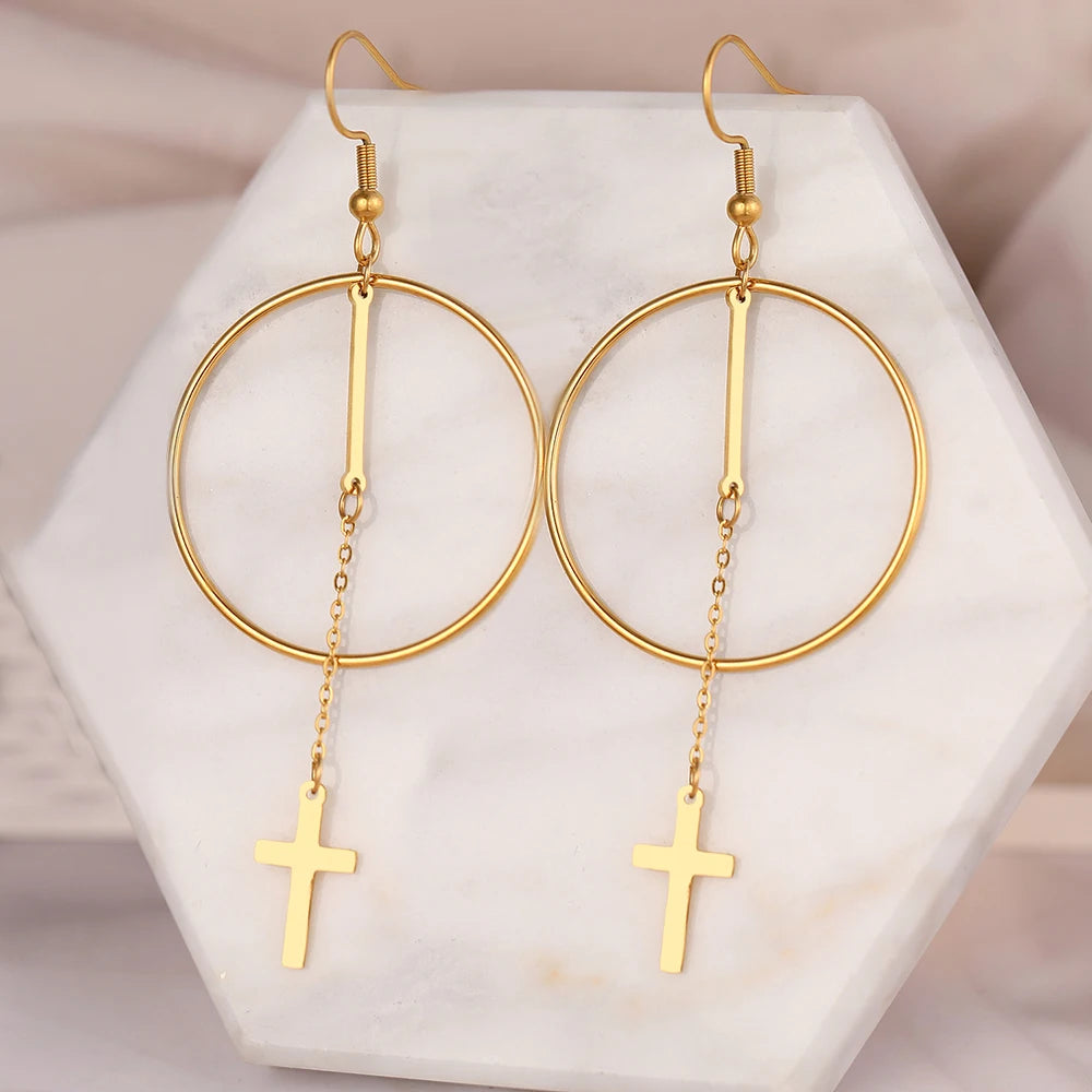 Boucle oreille créole croix