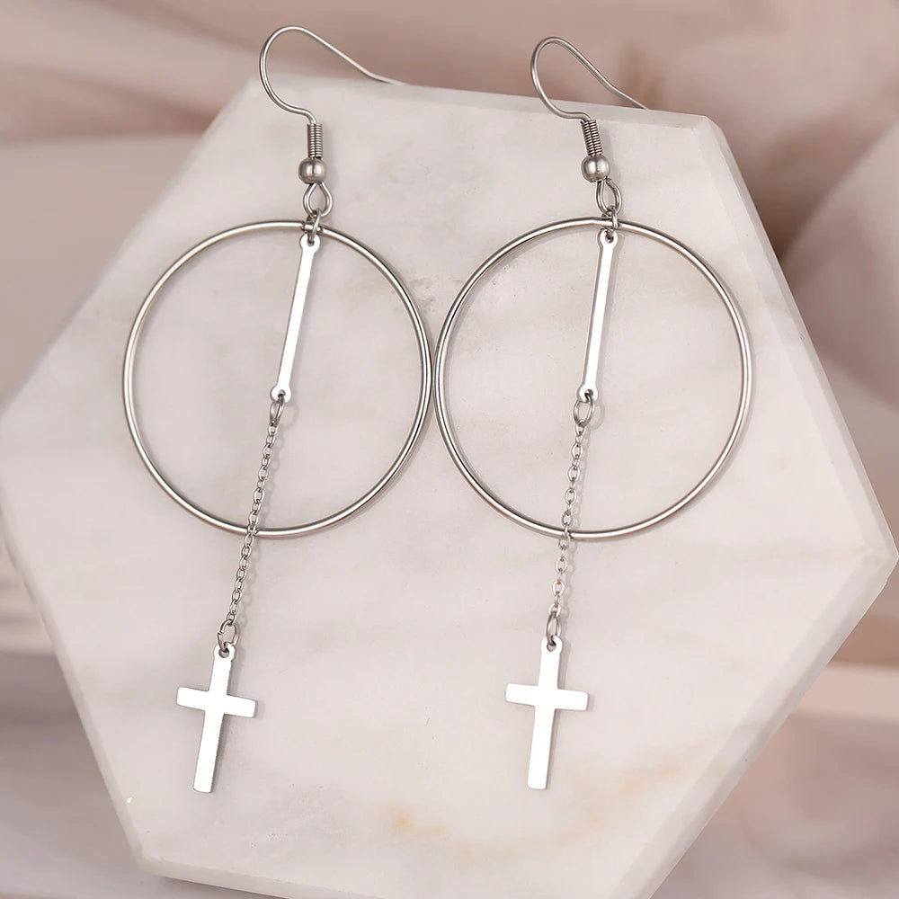 Boucle oreille créole croix