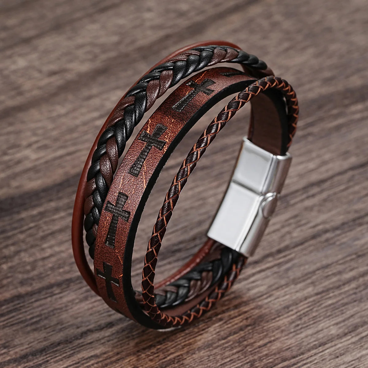 bracelet cuir croix