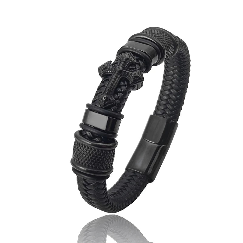 bracelet cuir croix
