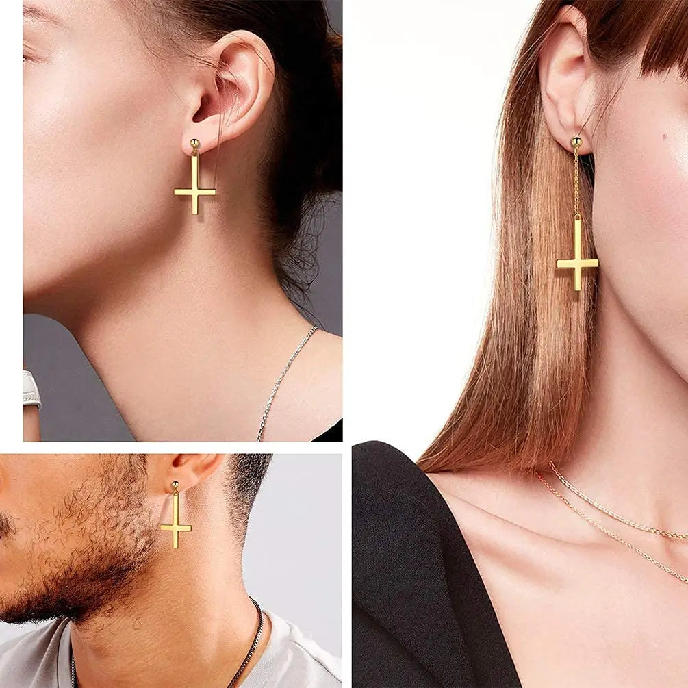 boucle oreille croix inversée