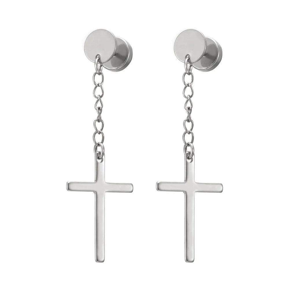 boucle oreille croix inversée