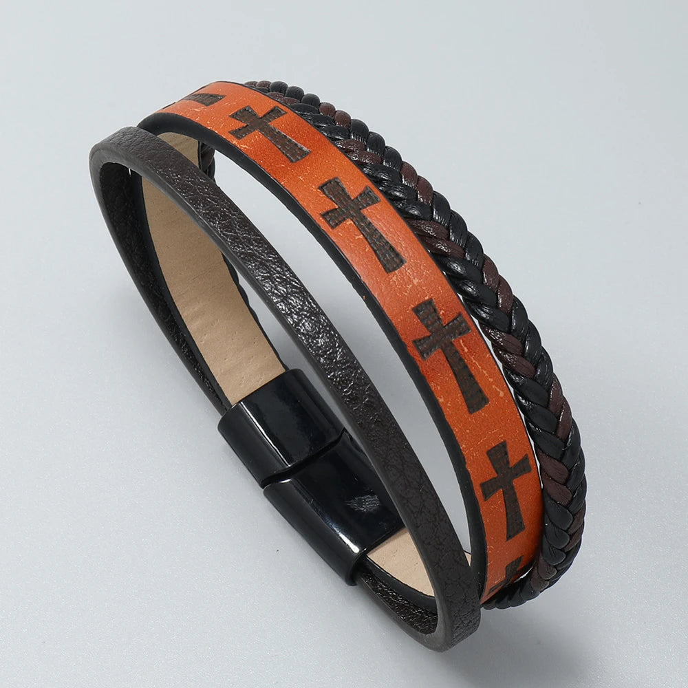 Bracelet cuir croix