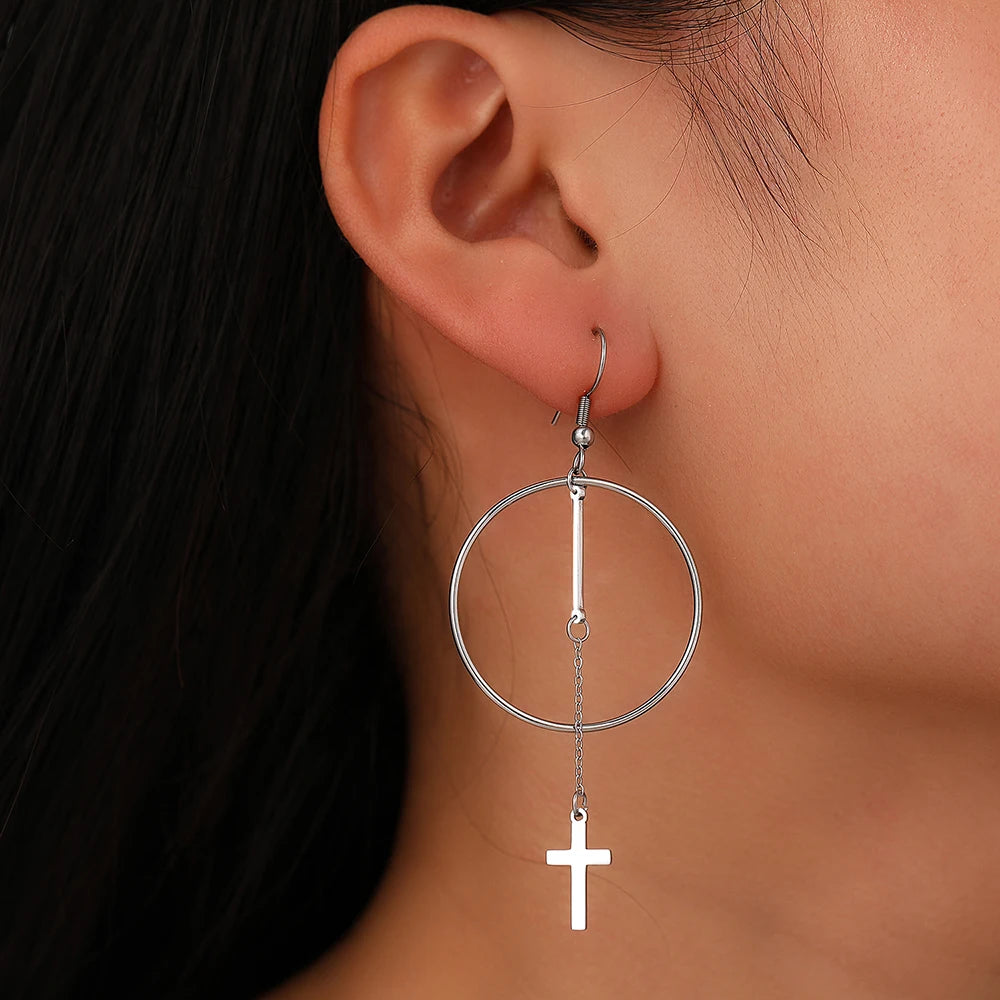 Boucle oreille créole croix