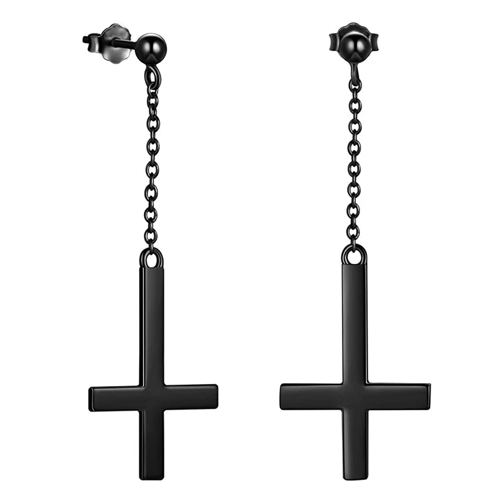 boucle oreille croix inversée