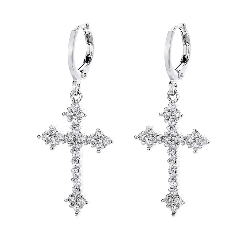 boucle oreille croix homme