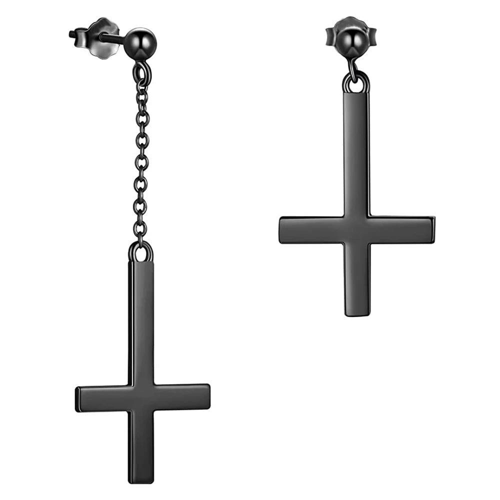 boucle oreille croix inversée