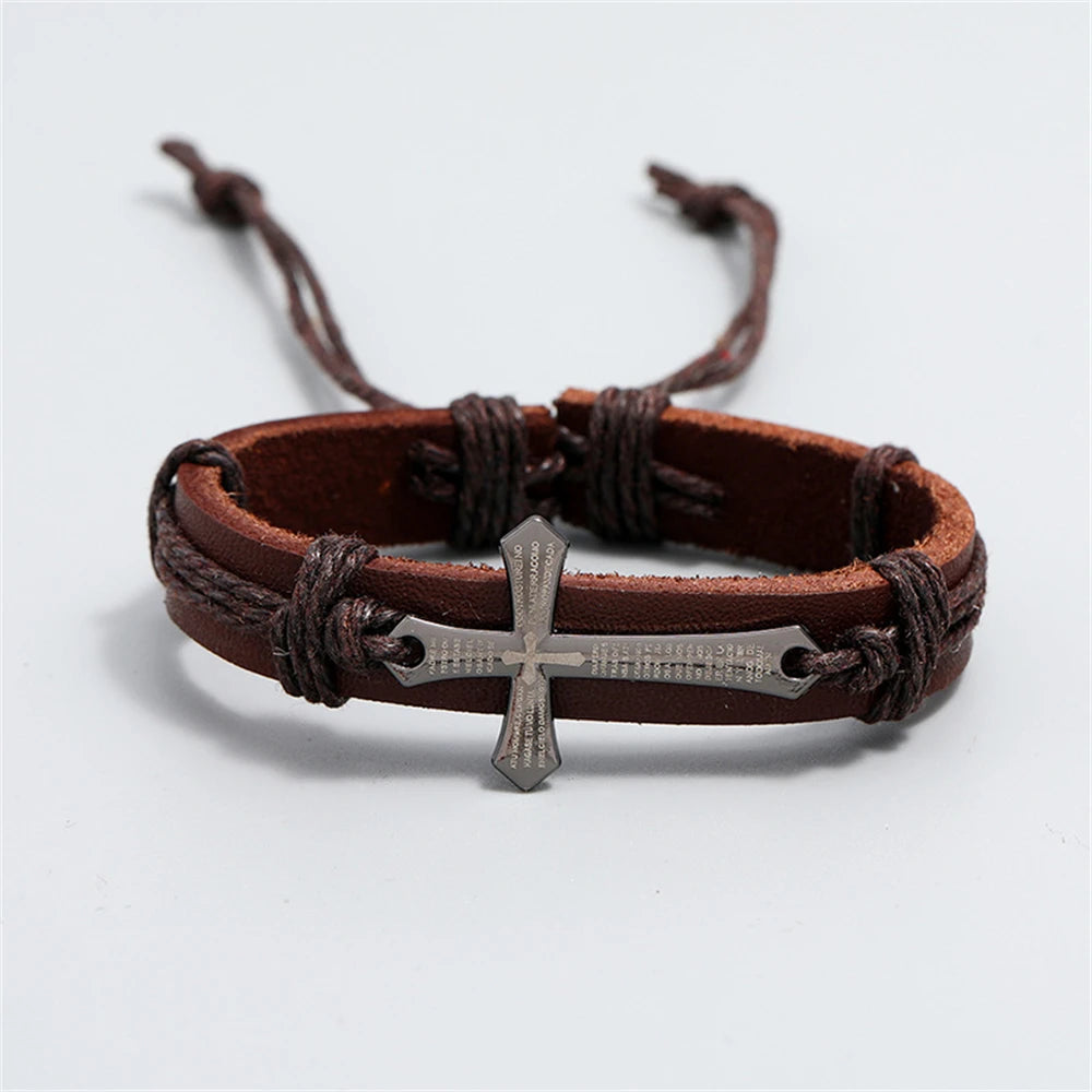 bracelet cuir croix