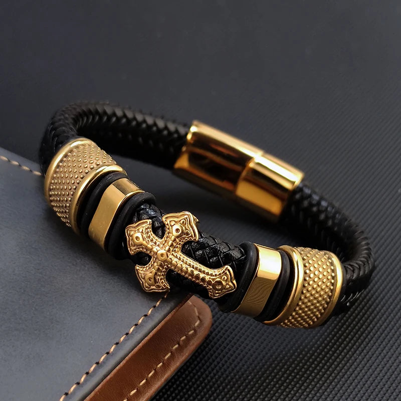 bracelet cuir croix