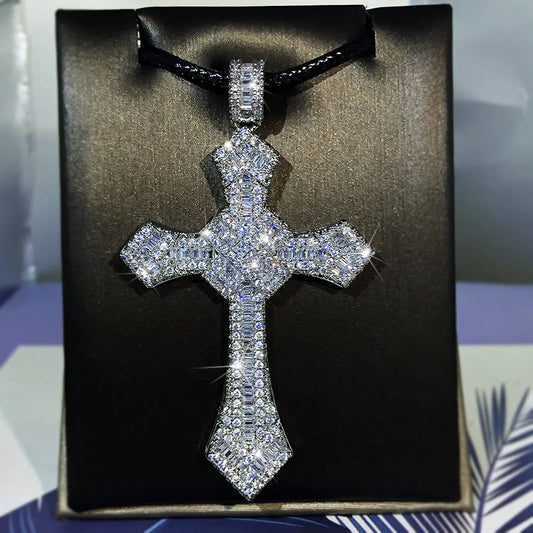 pendentif or blanc croix