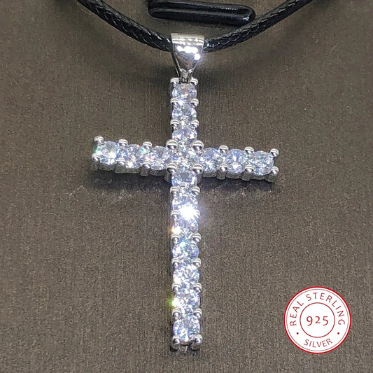 pendentif croix argent  zircon et cristal