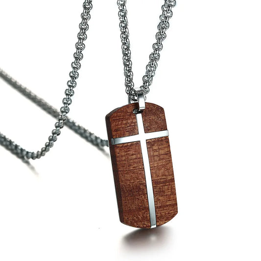 pendentif croix bois
