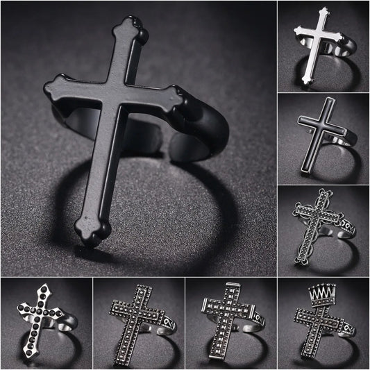 Bague croix noire