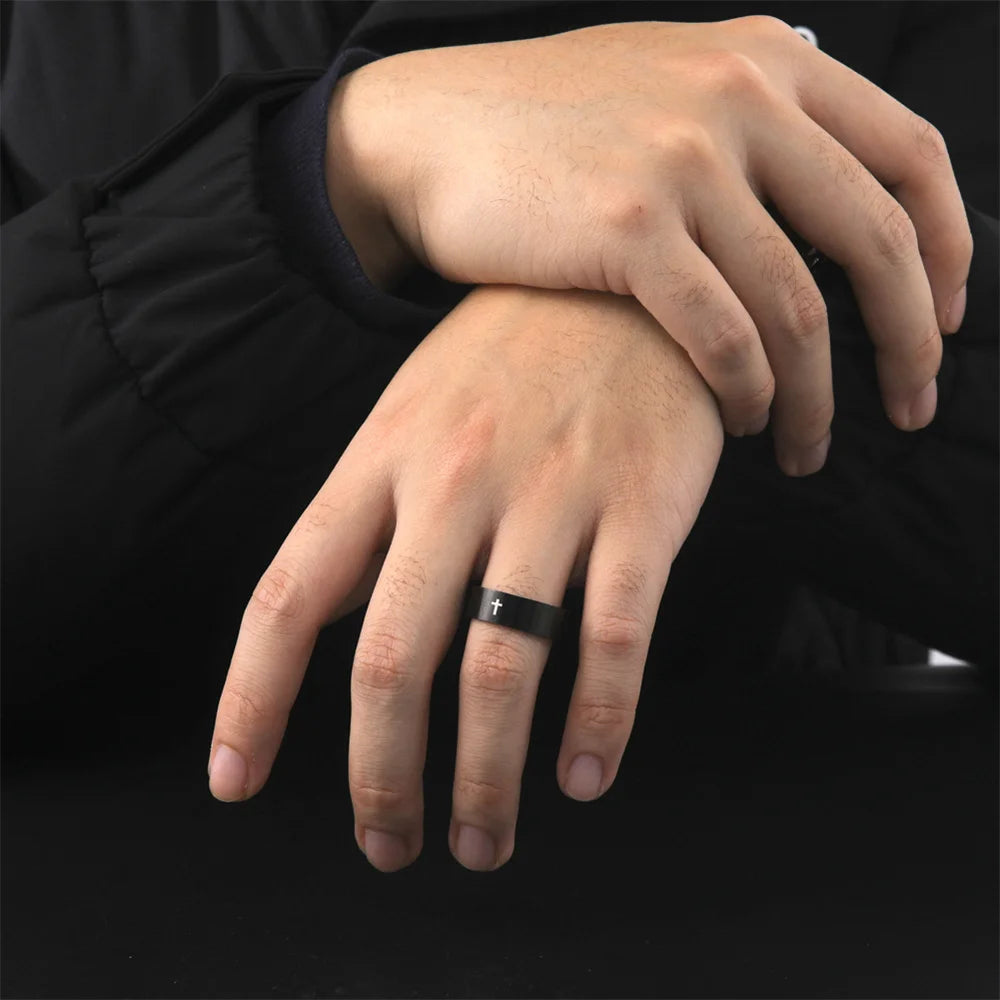 bague croix homme