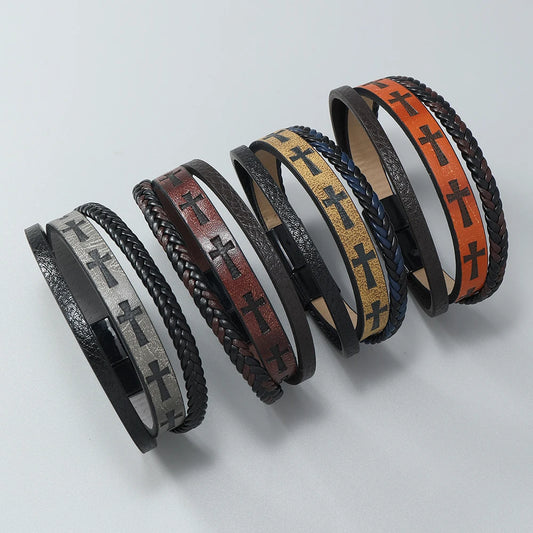 Bracelet cuir croix