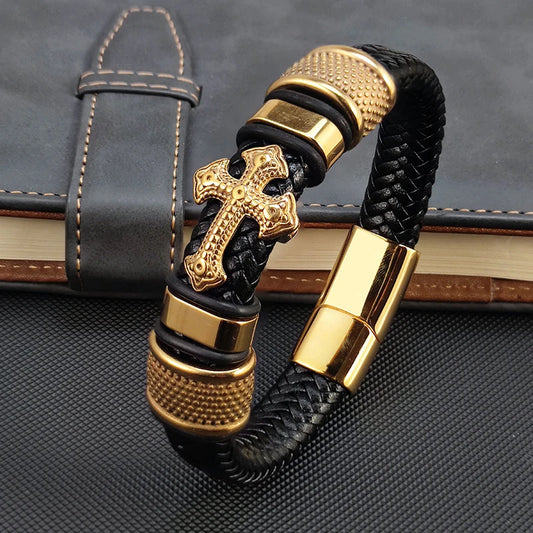 bracelet cuir croix