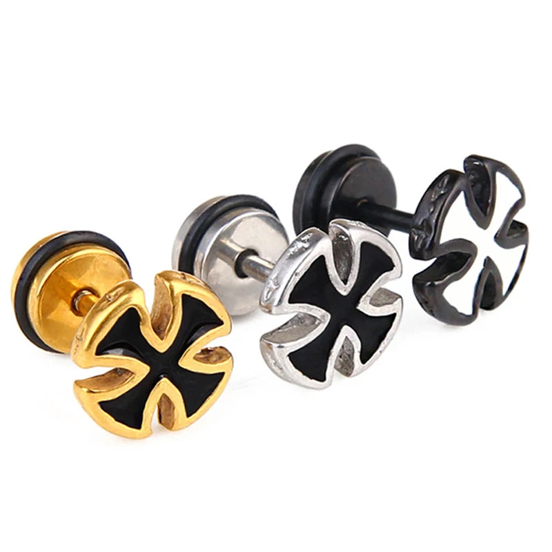 Boucle oreille croix de malte