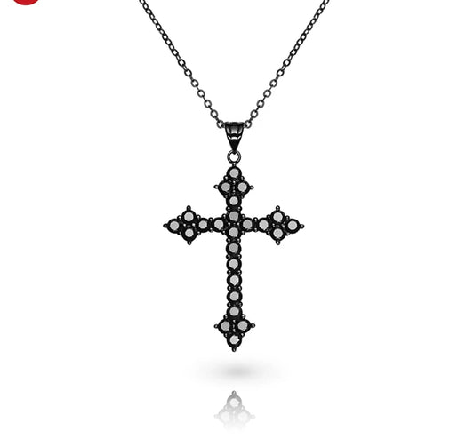 collier croix plaquée or 18 carats diamants moissanite